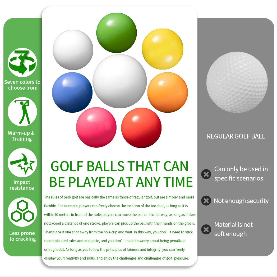 Caiton Premium Outdoor Park Golf Balls, Durable Multicolor Selection, , Professional Standard Size, 6cm, 2.3 in