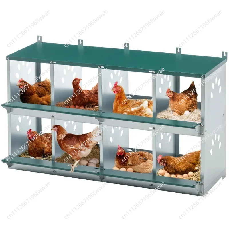 For Wall Mount Metal Poultry Nesting Box 6-8 Compartment Chicken Laying Box for Coop Egg Collection