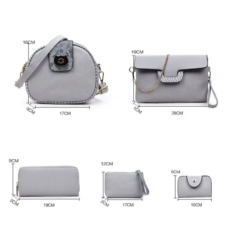 Women Bags Six-piece Set of Fashionable European and American Style PU One-shoulder Female Bag Messenger Portable Composite Bag