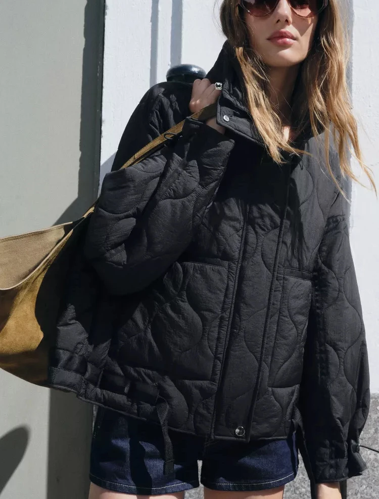 Primavera nueva mujer Regular Sle largo cuello Sve cremallera algodón Jaet abrigo suelto ajuste cómodo transpirable algodón suave