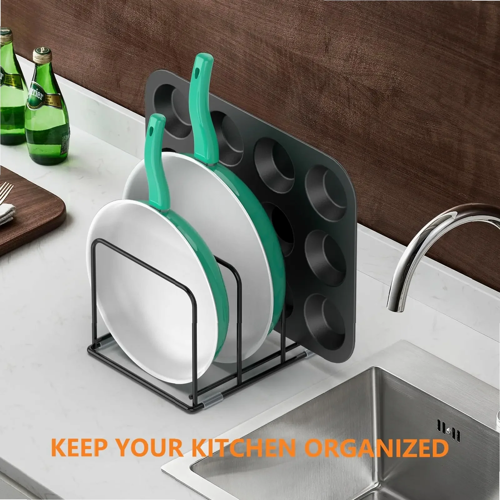 キッチンキャビネット用パンオーガナイザー、スチール製調理器具 - Kitchen Cabinet Baking Organizer のレビューと価格