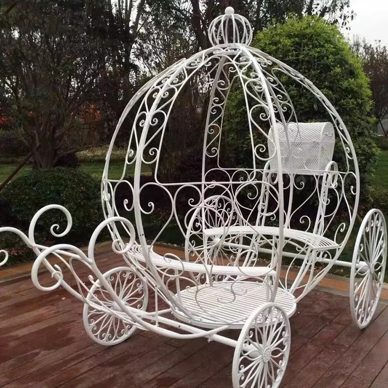 Outdoor garden wedding wrought iron carriage white iron pumpkin cart wedding decoration