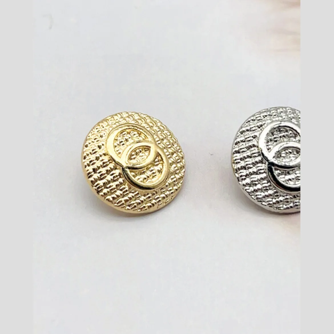 Simple Double Loop Metal Buttons DIY Shanked 10PCS Gold Suit  Round Coat Button Cufflinks