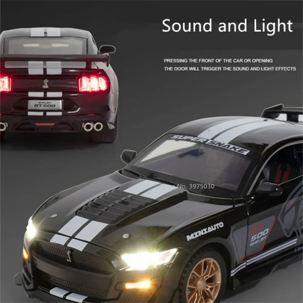 1:32 Mustang Shelby GT500 Autos Miniaturmodelle Spielzeug Legierung Druckgussrad Zurückziehen Supercar für Kinder Sammlung Geschenke