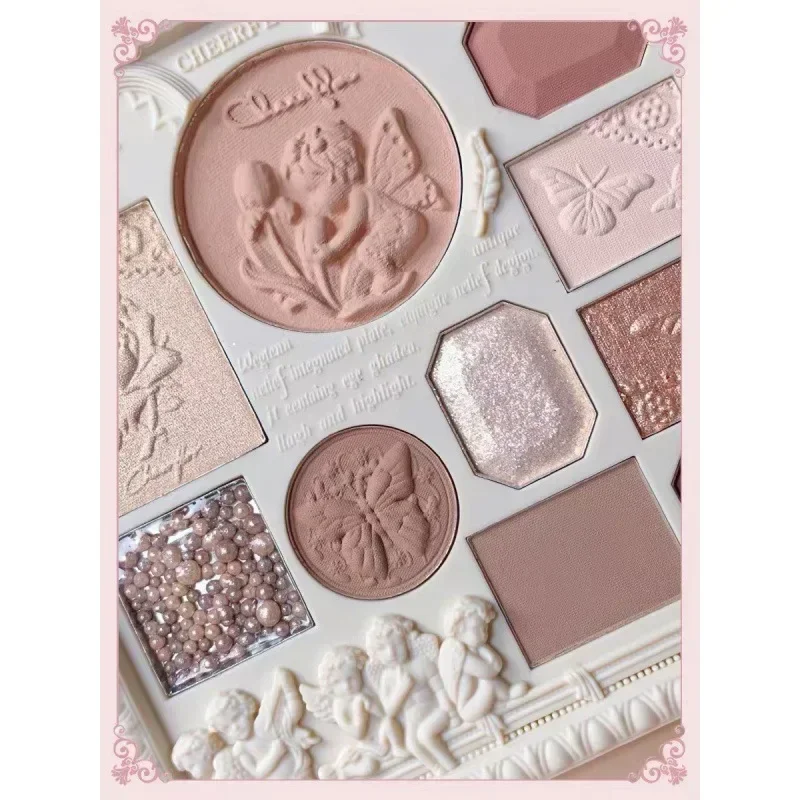 لوحة ظلال عيون منقوشة من Colorrose Angel، لوحة أحمر خدود غير لامعة لؤلؤية مقاومة للماء، مكياج كوري نادر لمستحضرات التجميل #3