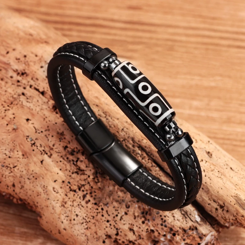 DIY Hand Woven Tianzhu Tibetischen Leder Armbänder Legierung Retro Handgelenk Strap Ethnischen Stil Männer Mode Armband Schmuck – Detail 3