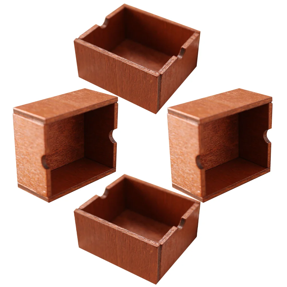 4-delige houten kist miniatuur opbergmand micro scène rieten poppenhuis keuken decoratie fruit krat miniaturen