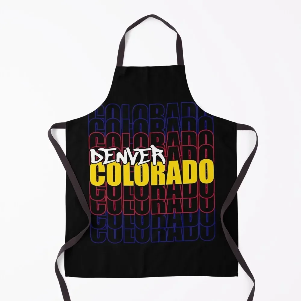 

Denver Colorado State Flag Typography Apron useful gadgets for home waterproof for women kindergarten teacher Apron