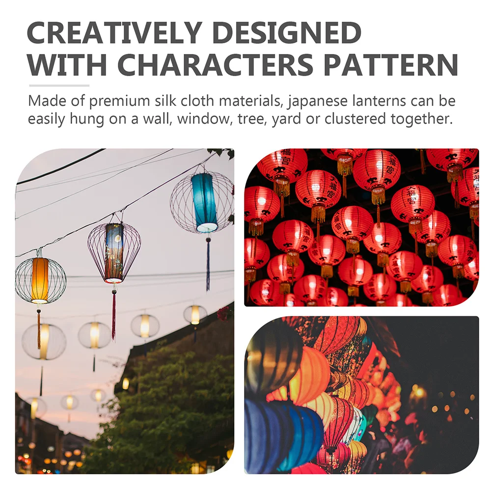 

2pcs Japanese Style Lanterns Restaurant Decor Outdoor Hanging Red Silk Lantern Decorative Ornament Durable Traditional Doorway