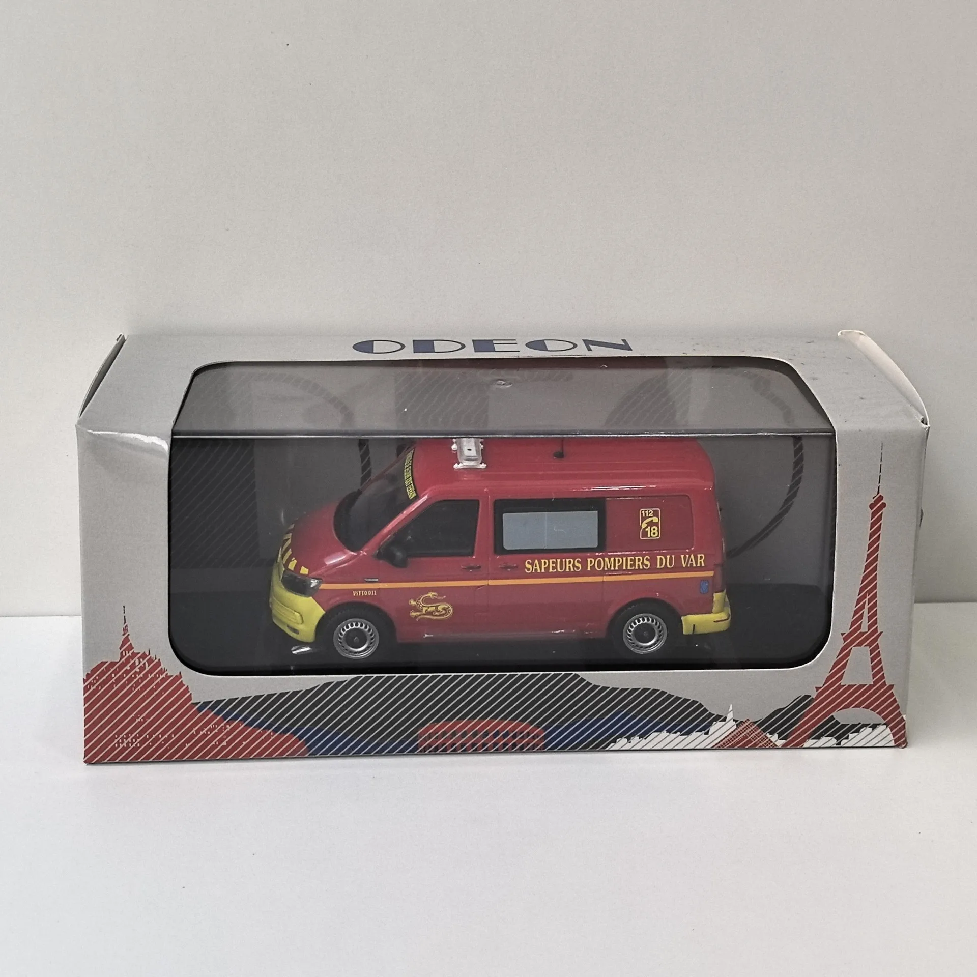 Diecast ODEON 1/43 Escala VW T6 SDIS 83 VW motor de incêndio Liga Modelo de carro Brinquedo colecionável Presente Lembrança Display Ornamento