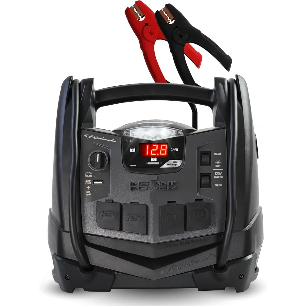 

Schumacher Electric 1200A Jump Starter and Portable Power Supply, 6-Function Solution for 12V Batteries, 150-PSI Air Compressor
