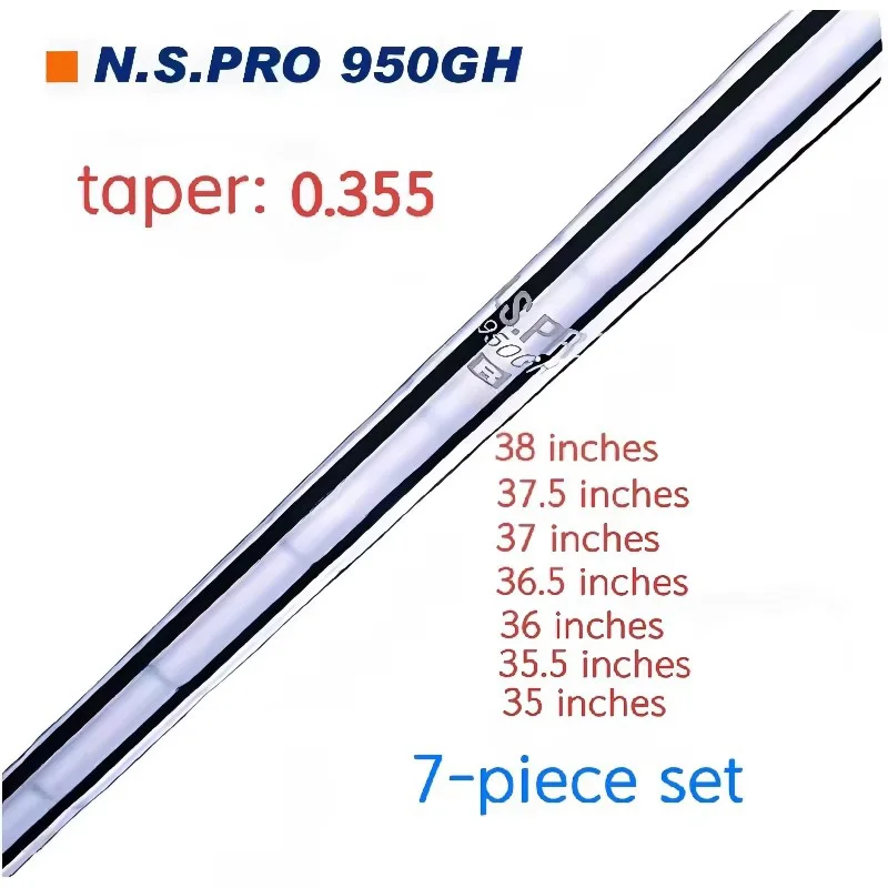 7-Piece Set of Golf Iron Shafts N.S.Pro 950 Neo Steel Shafts (Suitable for Wedges and Irons), R/S Hardness, Tip Diameter 0.355inch Mm.