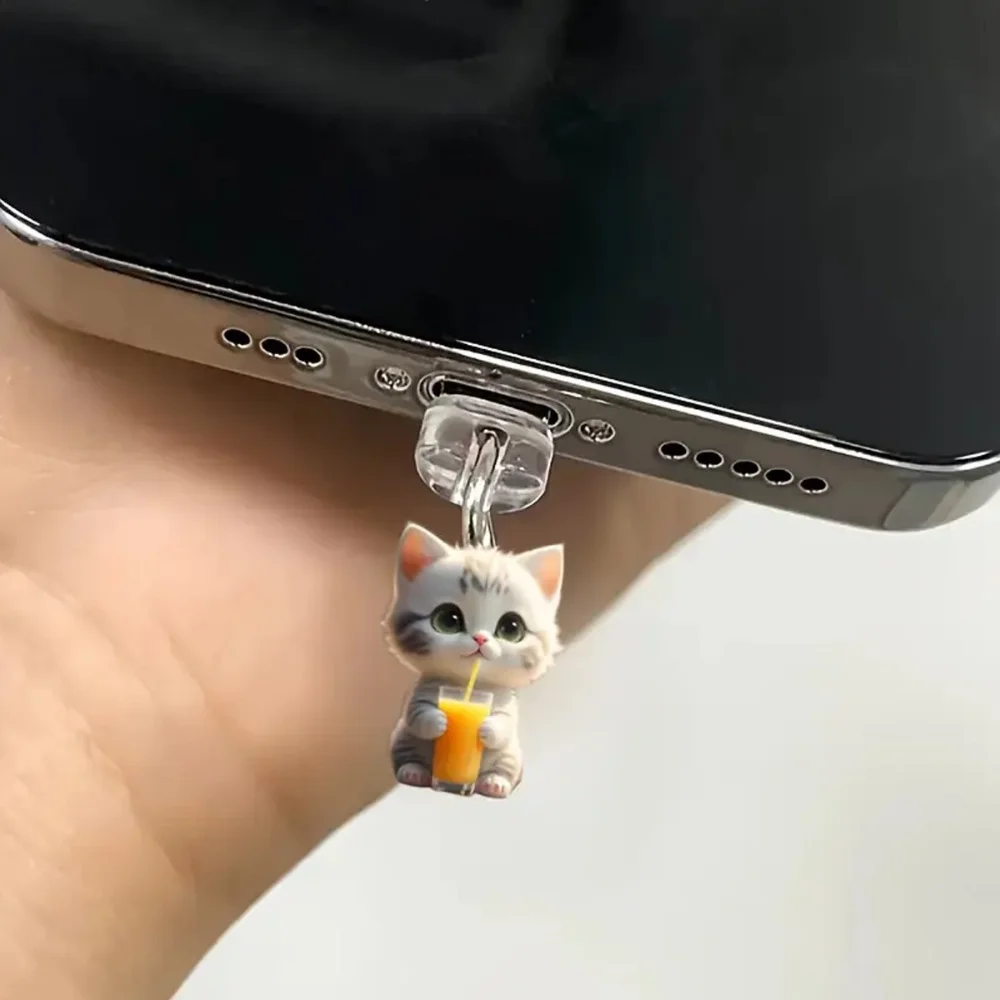 Cat Pendant Lightweight Dust Plug Cellphone Accessory Oval Port Cover For Charging Port Fashion Accessory Personalization