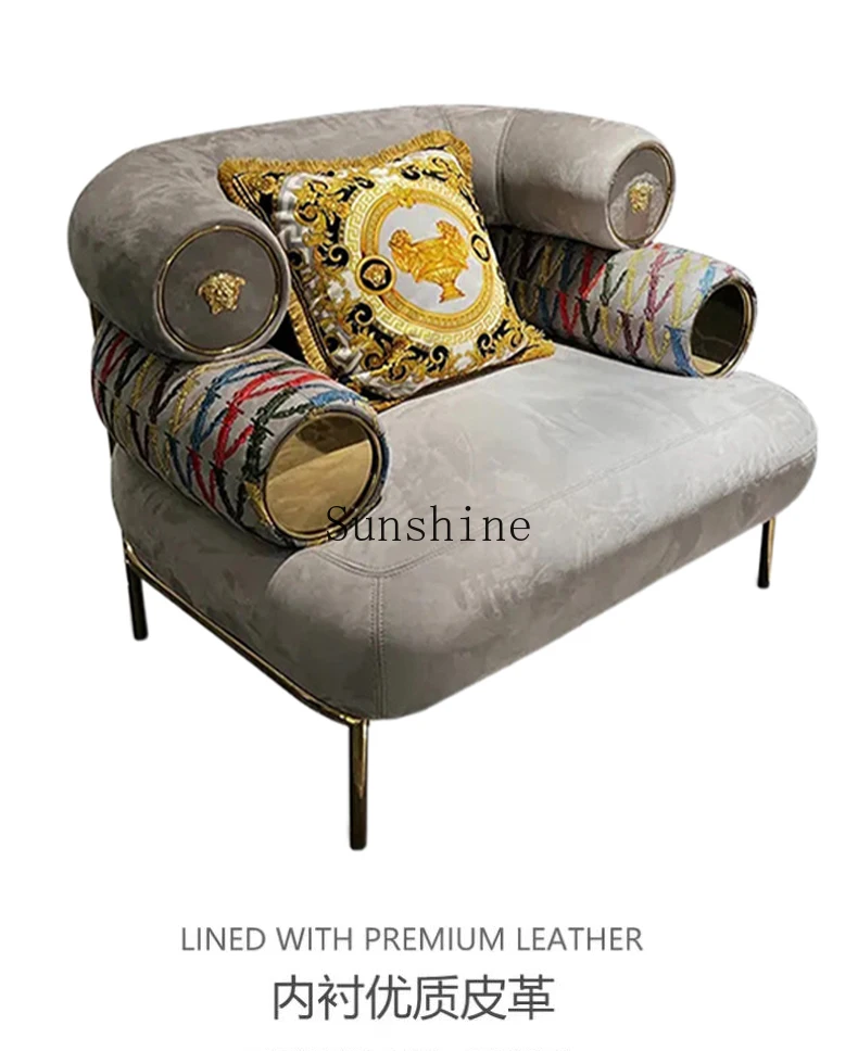 Italian light luxury villa living room fabric color artistic embroidery sofa