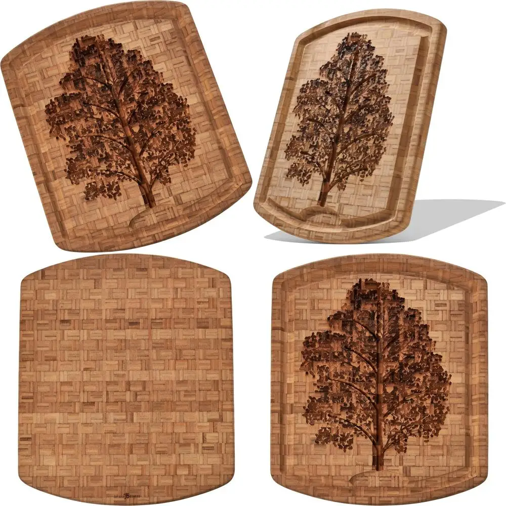 

Доска для резьбы по бамбуку с травлением для семейного дерева, 19,5 x 15,75 x 1, с канавкой для сока