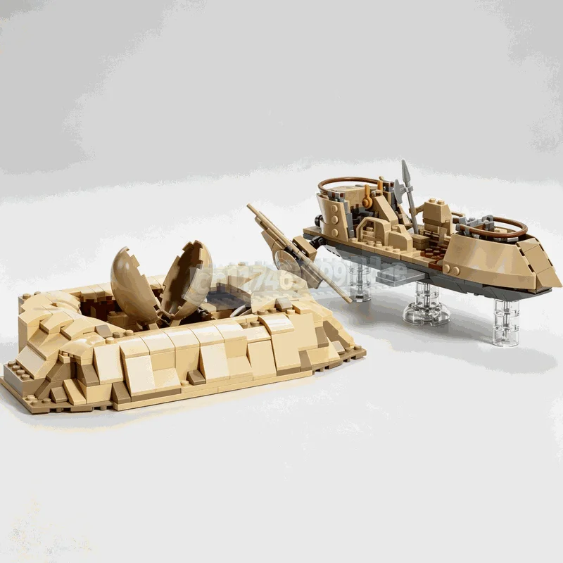 565pcs-moc-sci-fi-desert-hover-skiff-battle-scene-creature-pit-building-blocks-custom-puzzle-diy-creative-assembly-display-toy