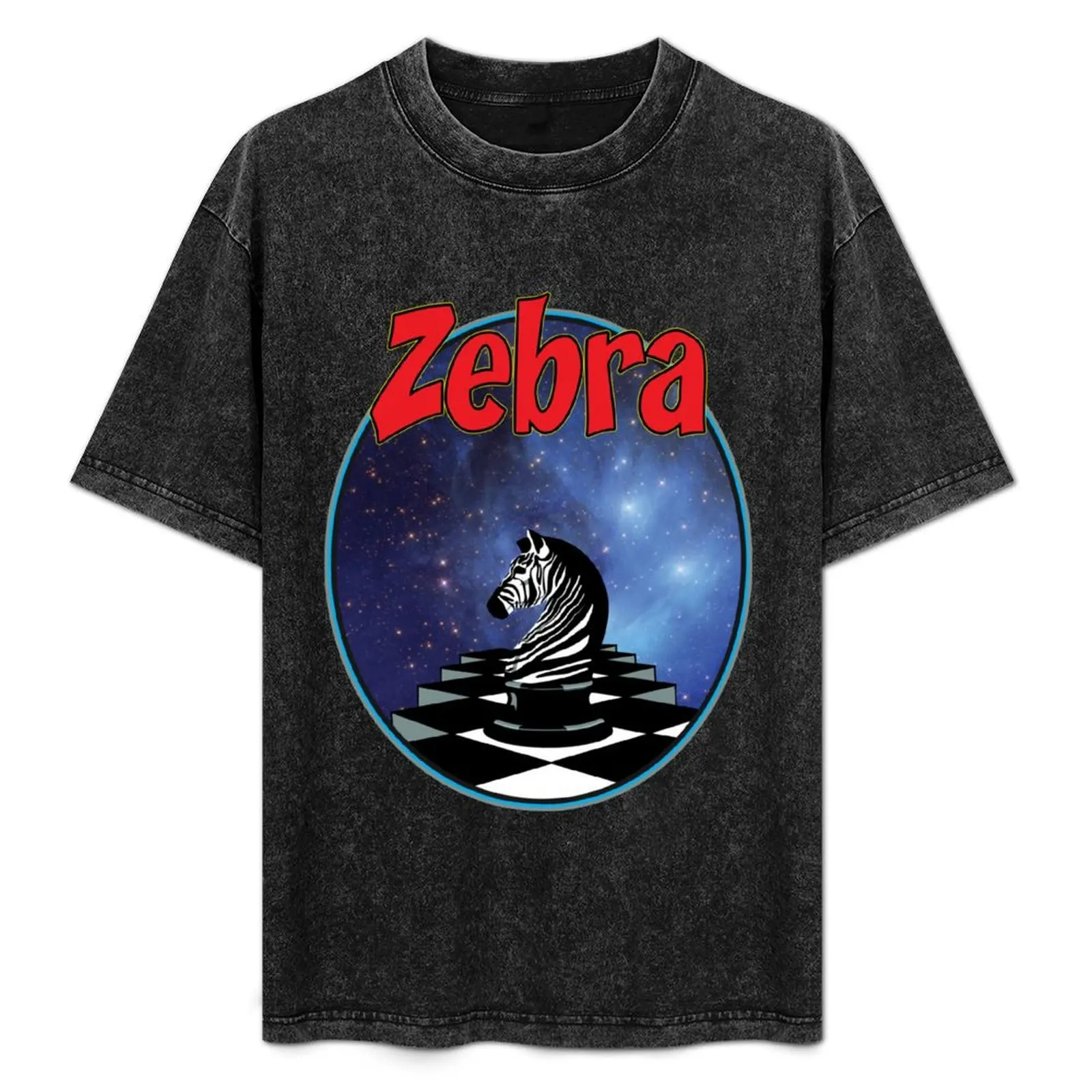 

Zebra chess piece on chessboard in outer space T-Shirt printed t shirts for man graphic t shirts for man T-Shirt