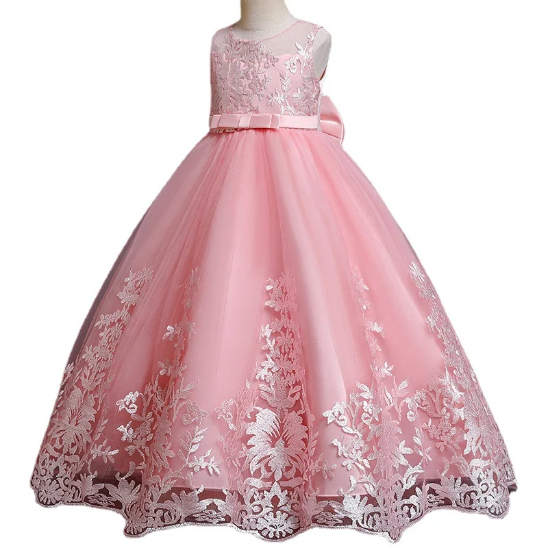 Vestidos florais para meninas, apliques de casamento, arco fofo, primeira comunhão, bola de aniversário, roupa formal, eventos, roupas infantis personalizadas