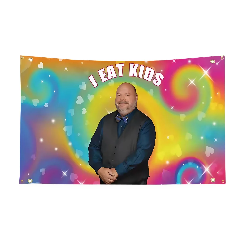 Bandera de pared de broma de Bertram I EAT KIDS para colgar banderas divertidas para habitaciones, decoración de garaje, pancartas, artículos de decoración del hogar, decoraciones al aire libre