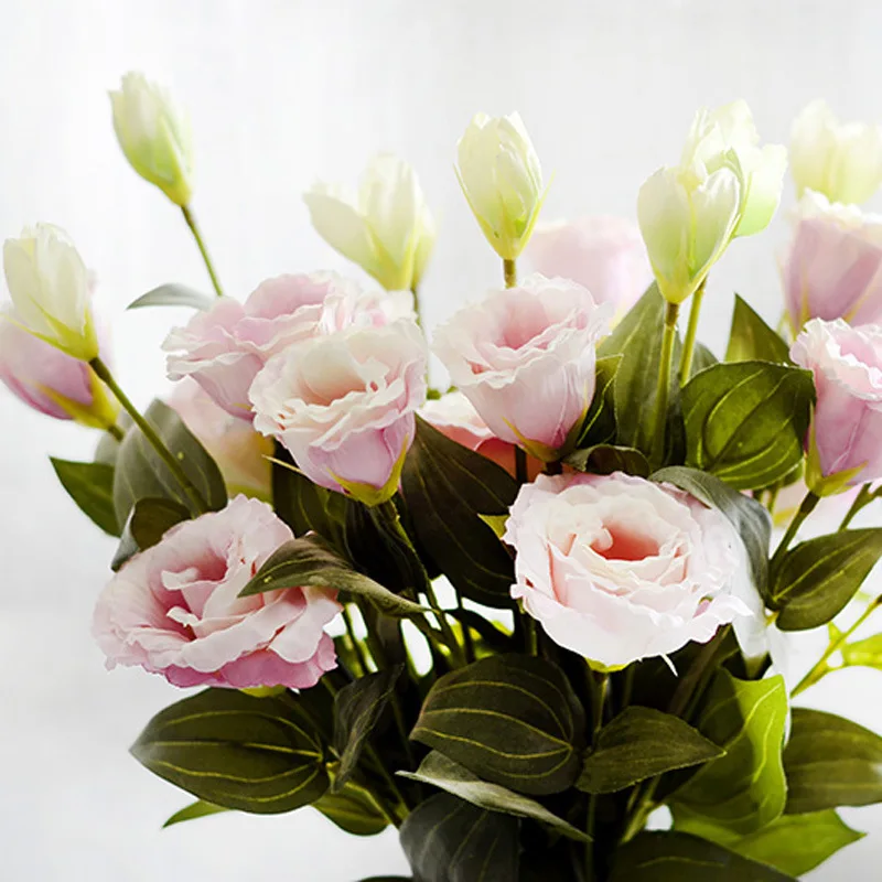 3 Branches Lisianthus Artificial Flower DIY Bridal Wedding Decoration Fake Flower Wholesale Trigeminal Eustoma Flower image 2