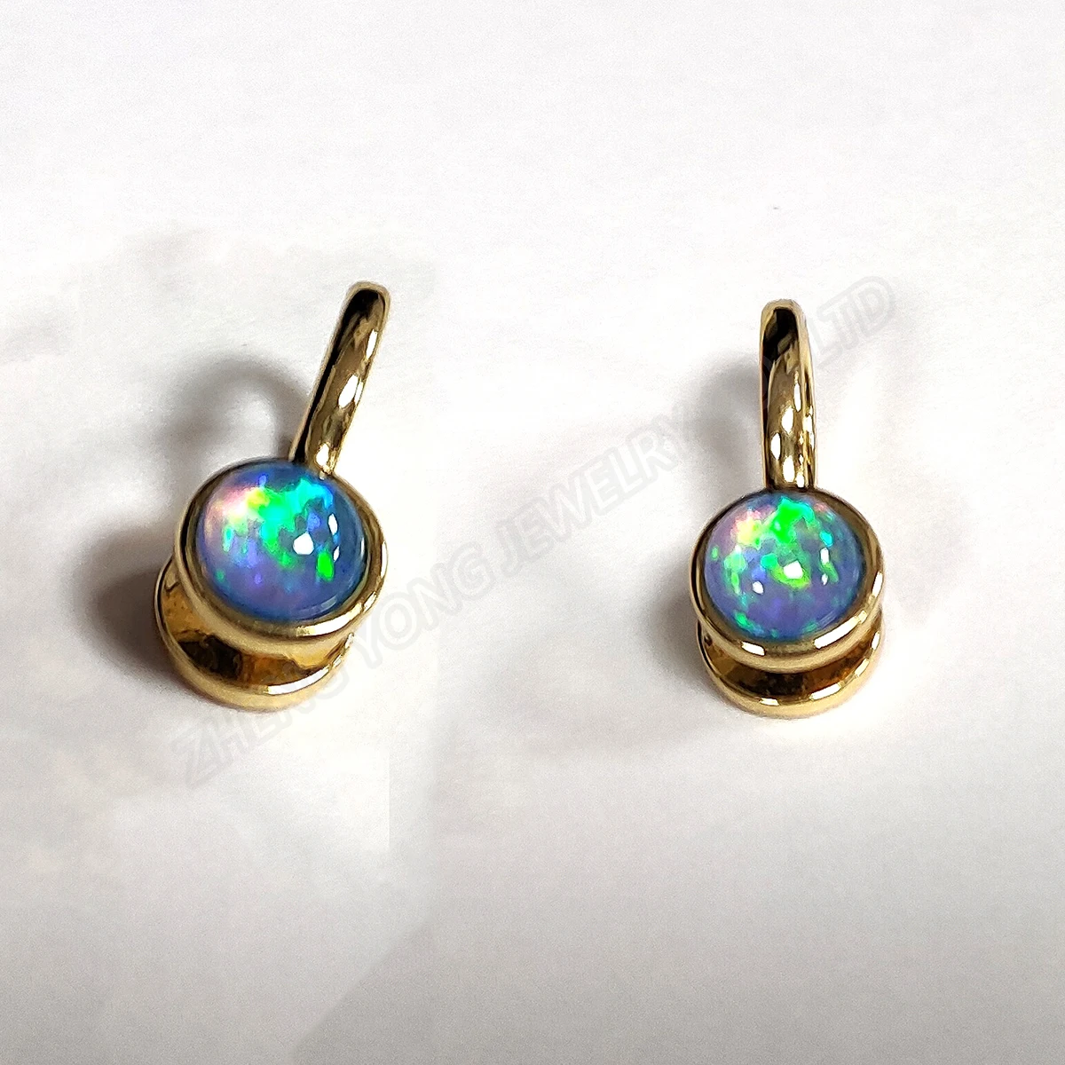 

Flash Resin Opal Jewelry No Hole Ear Clip Adjustable Brass Earring for Women