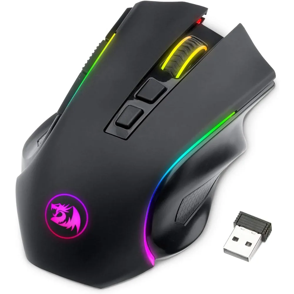 Tri-Mode 2.4G/USB-C/Bluetooth Ergonomic Gaming Mouse with RGB Backlit and 7 Backlight Modes up to 8000 DPI for PC Gamers