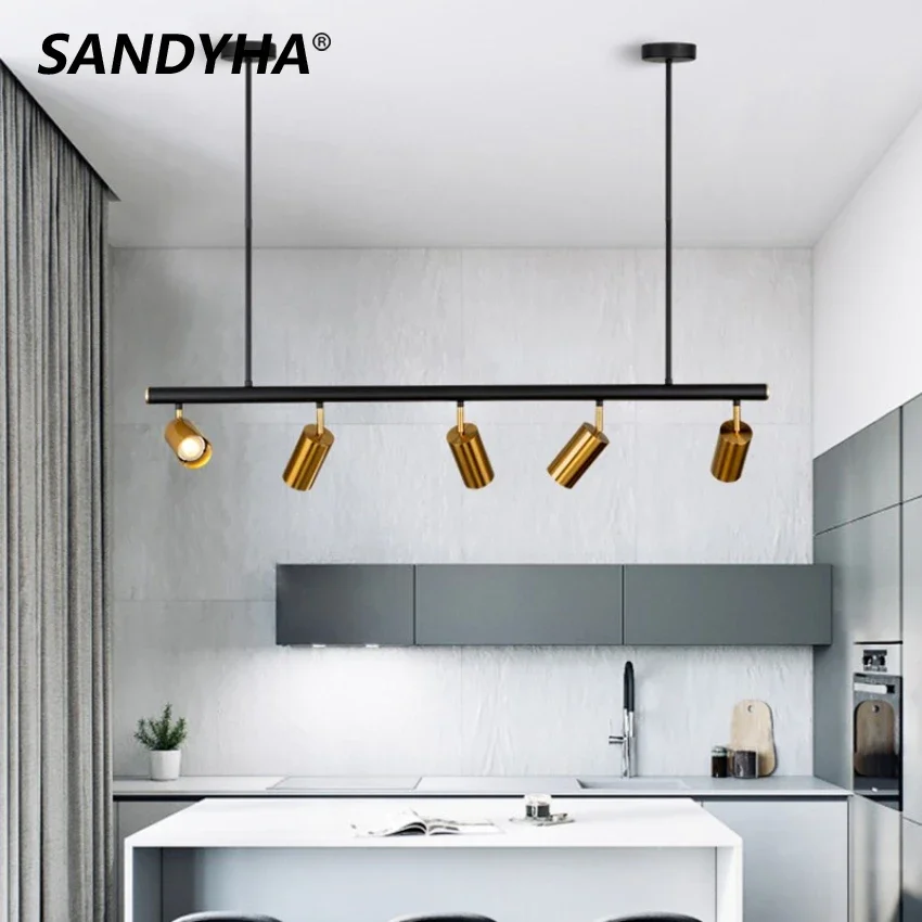 

SANDYHA Modern LED Pendant Light Golden Chandeliers Lamp for Bedroom Living Dinning Room Home Decor Fixture Lighting Lamparas