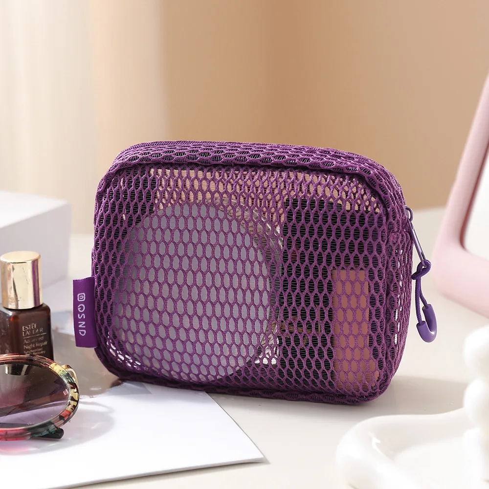 5pcs Transparent Mesh Pocket, Storage Bag, Earphone Charging Cable Storage Bag, Cosmetic Storage Bag, Bank Card, ID Card Bag