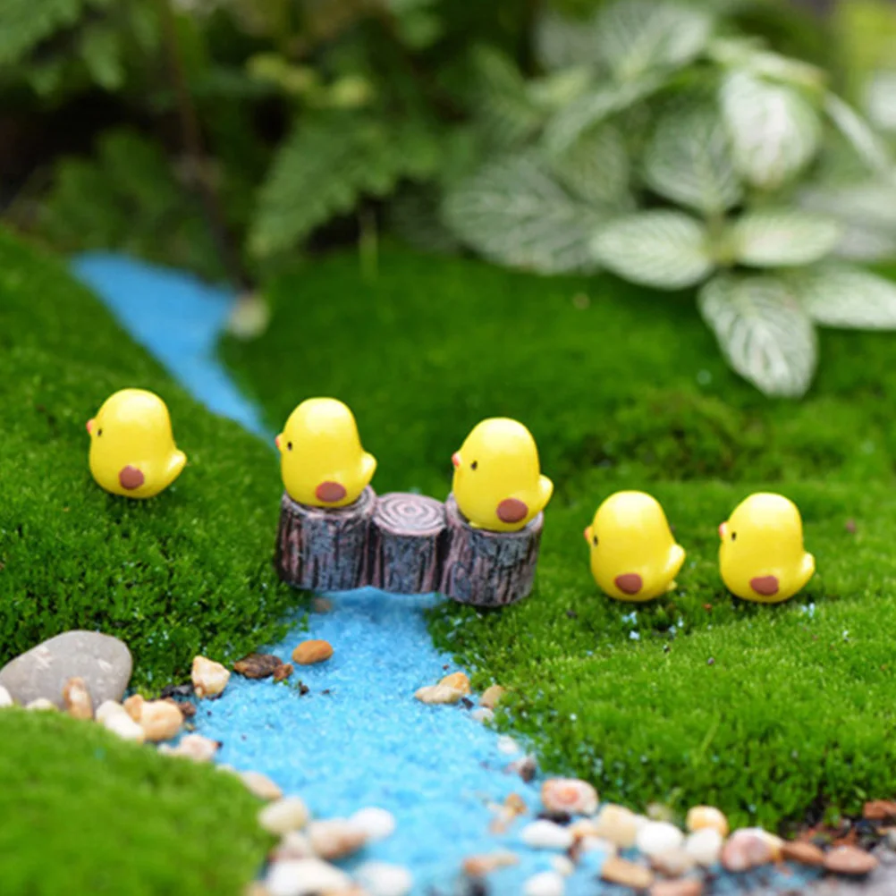 

20pcs Little Yellow Chicken nament Adorable Miniature Chicks Figurines Household Decor PVC Durable Reusable Garden Statue