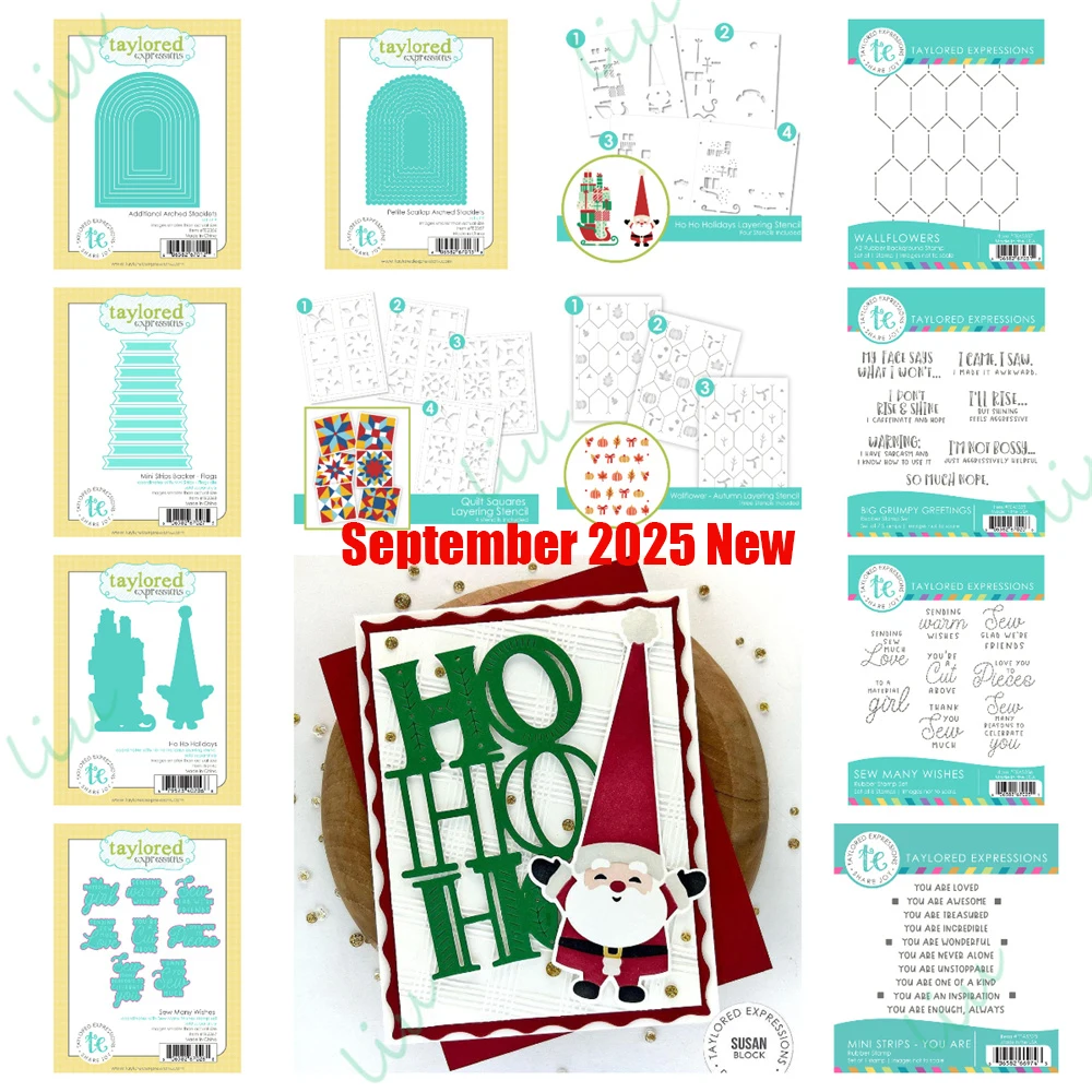 

2025 September New Metal Cutting Dies Stamp and Stencils for DIY Greeting Cards Crafts Christmas Halloween Arched Ho Ho Holidays
