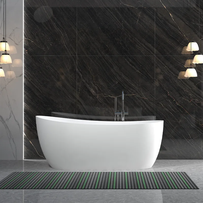 Custom White Matte Modern Bath Tub Bathroom Tub Artificial Stone Resin Solid Surface Freestanding Bathtub