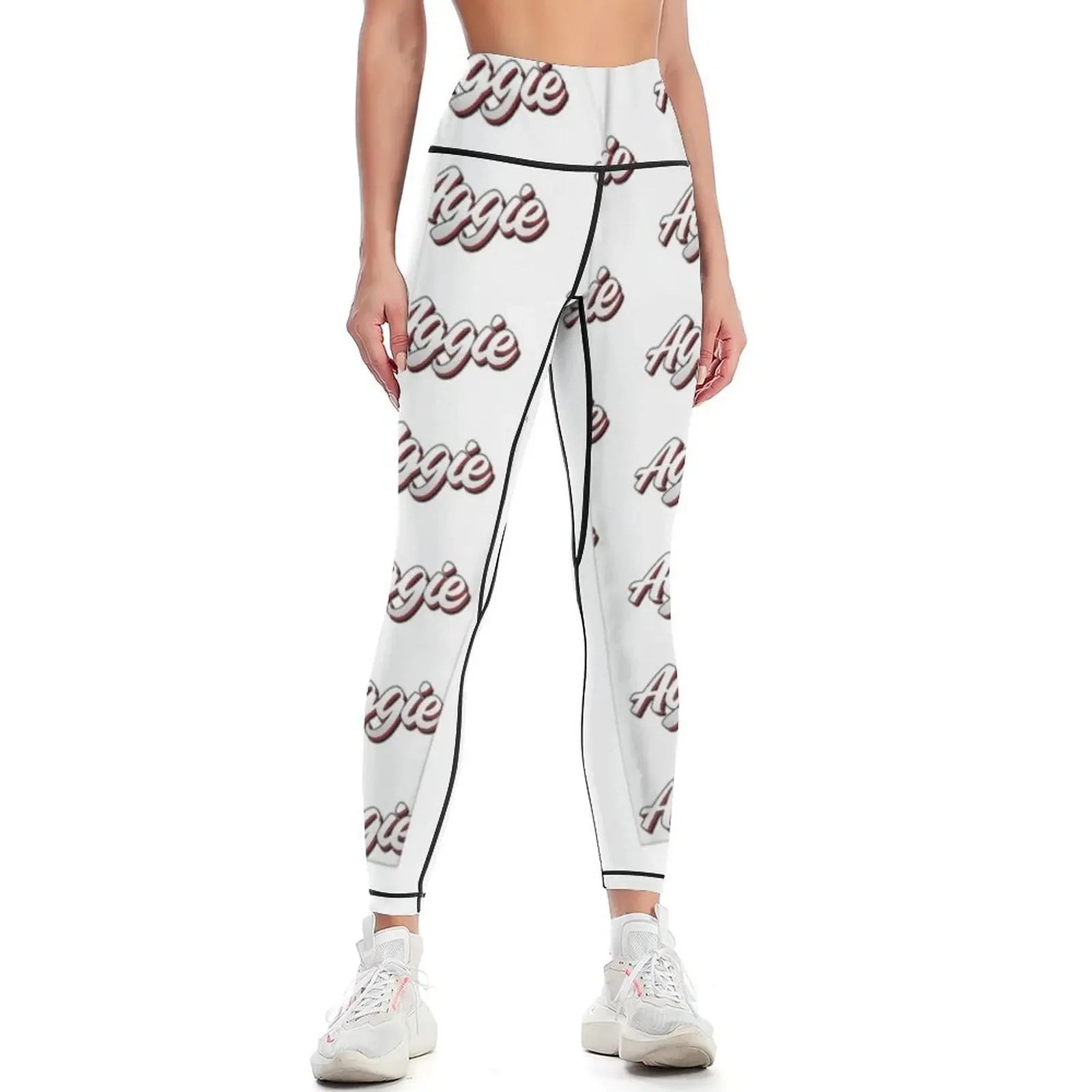 

Retro Aggie Name Label Leggings Women's high waist legging push up Sweatpants sports woman gym Womens Leggings