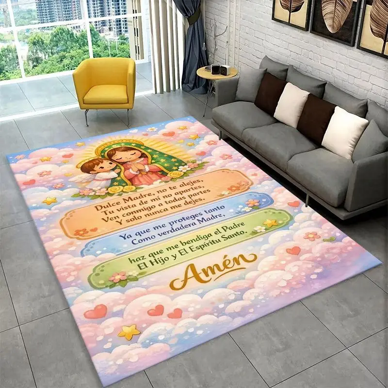Blessing Prayer Virgin Mary Jesus Pray Large Area Rug Non-slip Durable Carpet for Bedroom Living Room Sofa Doormat Floor Mat