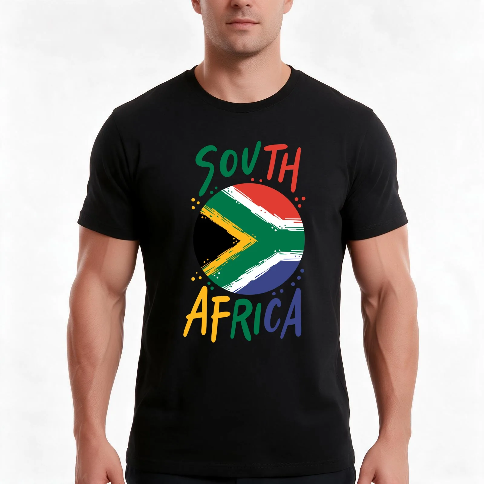 South Africa Flag African Pride T-Shirt, Summer Casual Cotton Tee, Oversized Streetwear Tops, Vintage Graphic Print, 100% Cotton