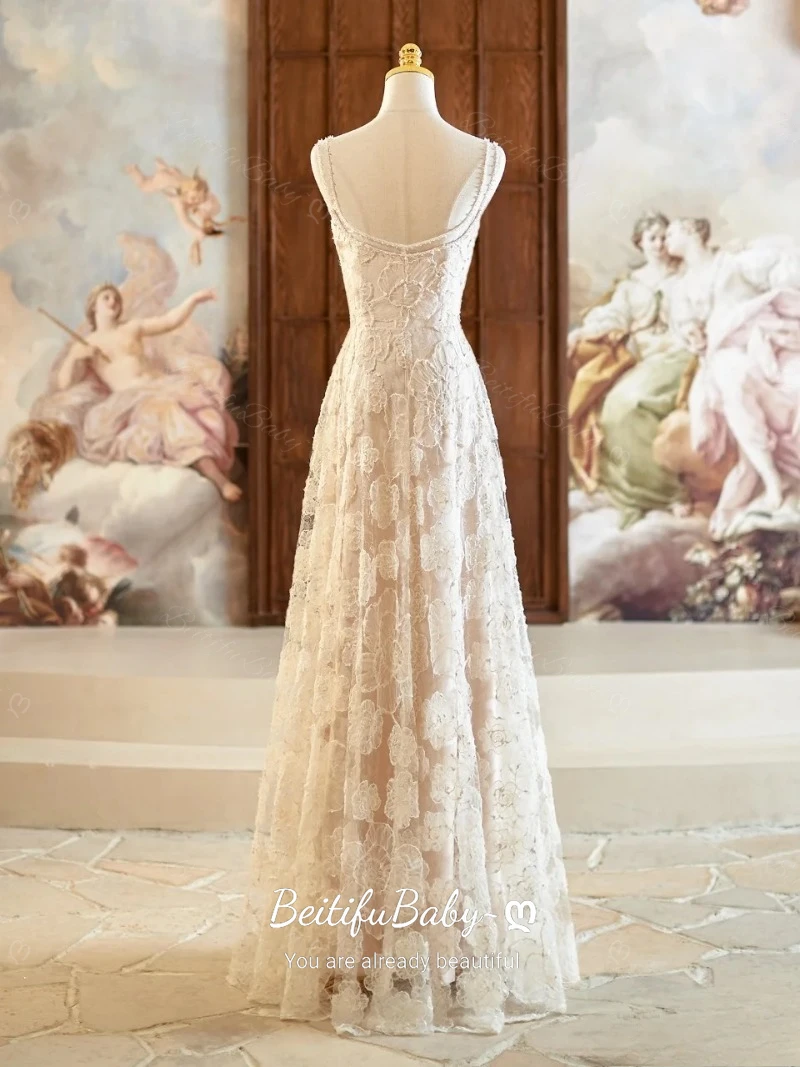 BeitifuBaby – robe De soirée De Style français pour femmes, élégante, sans manches, col carré, fleur 3D, robes De soirée en mousseline De soie