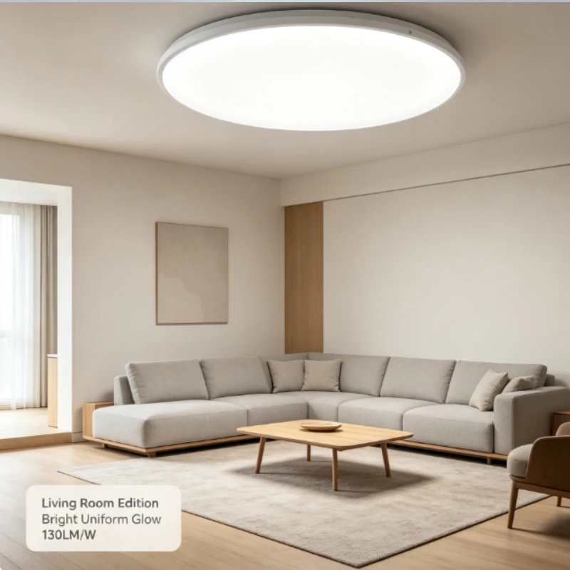 Ultra Thin White Ceiling Light With Smooth Surface And Edge Mount Design For Hallway Kitchen Use