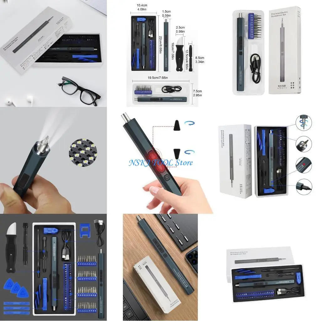 L8RC Electric Screwdriver with LED Lights 330mAh Efficiency in Dark Environments