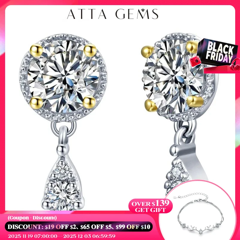 

Женские серьги-гвоздики из серебра 925 пробы с муассанитом, 18 к