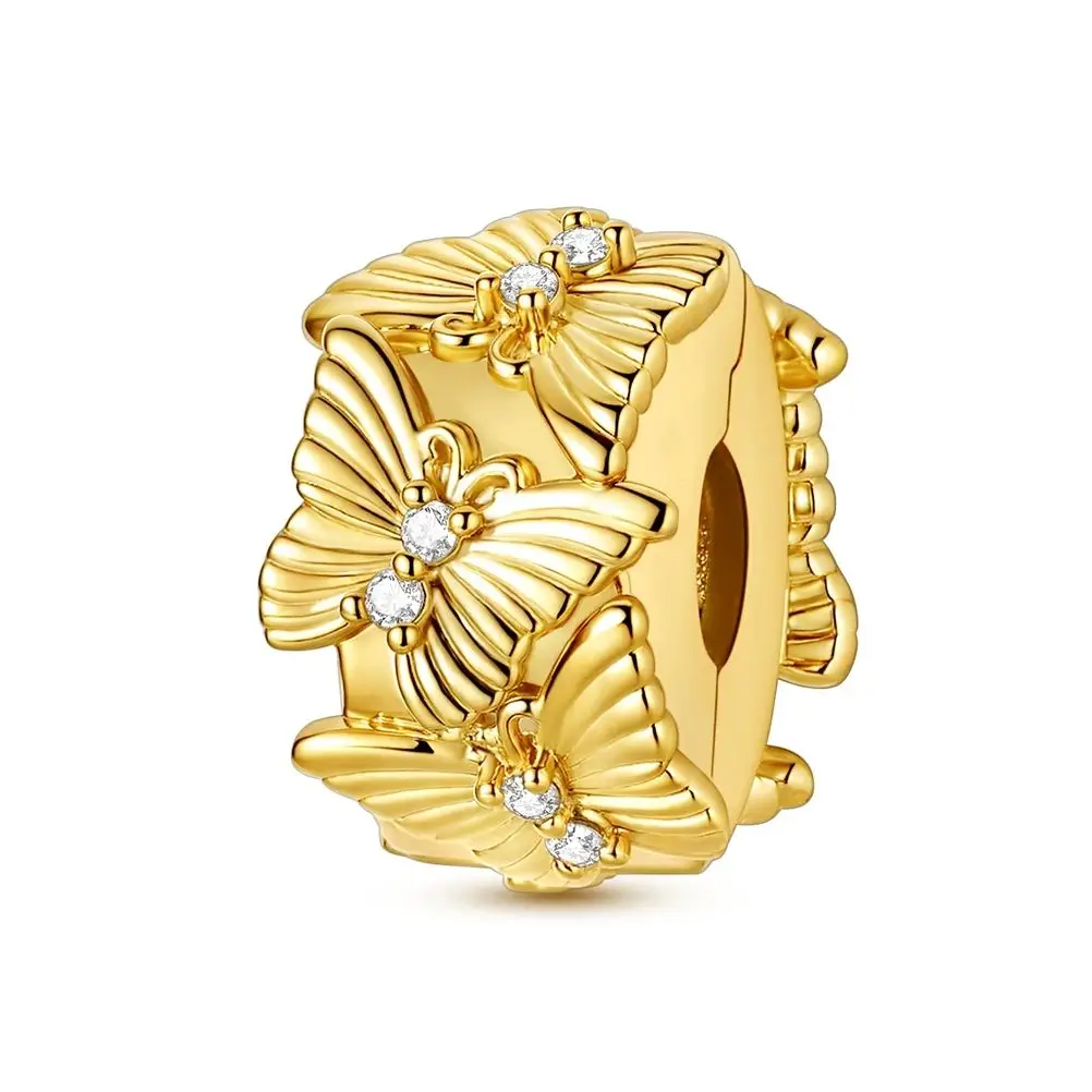 

Butterfly 925 Silver Bead Autumn Gold Color Charm Fit Bracelet Diy Original Woman Jewelry