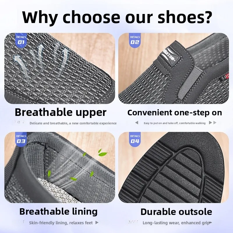 

Beijing Men's Canvas oes Breathable Soft Bot Me Surface Casual oes for Middle-Aged And ly Spring Autumn