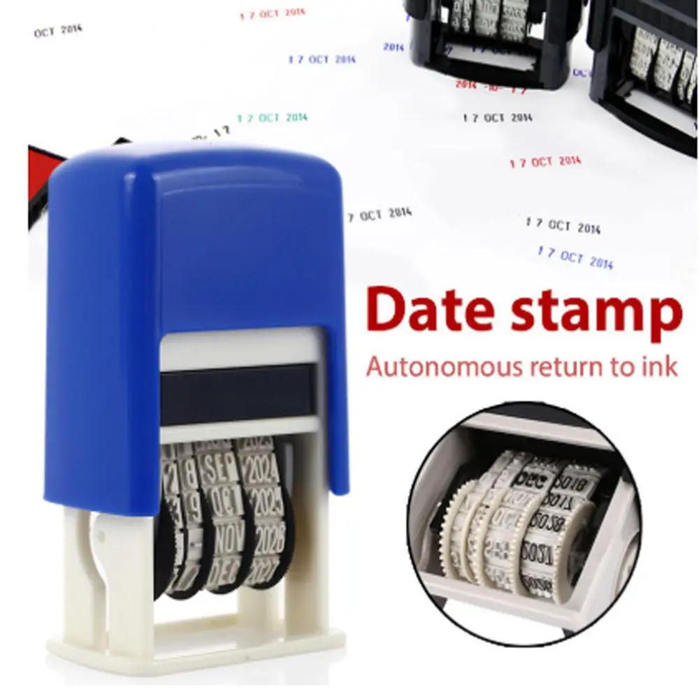 Durable DIY Square English Seals Multicolor Ink Date Stamp Plastic