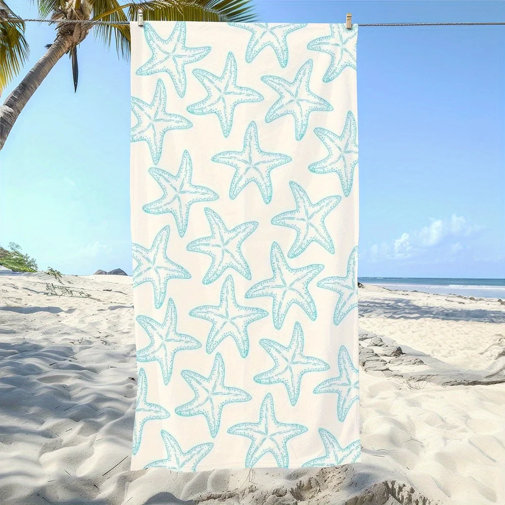 1pc Beach Towel with Starfish Pattern - Ideal for Summer, Beach Trips & Pool Days!