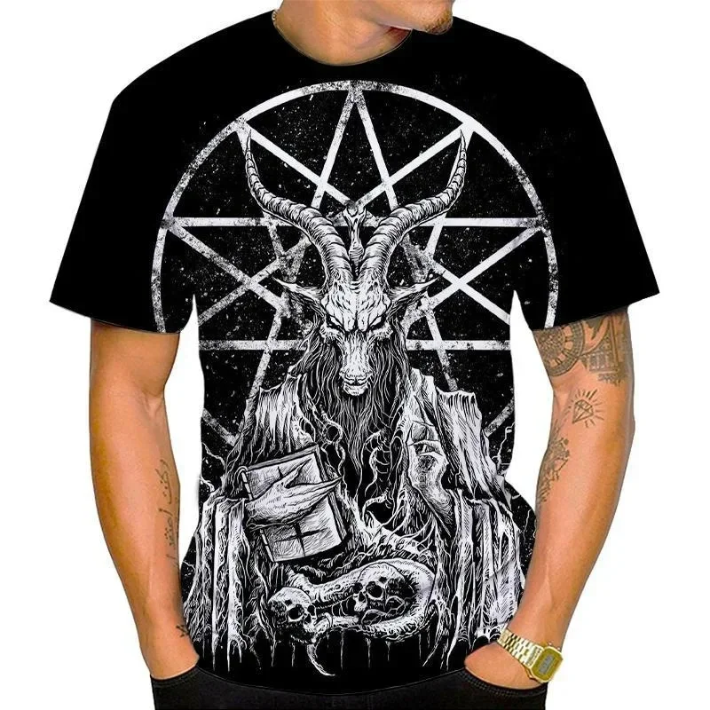 

2024 New Devil Satan Print T-shirt 3D Summer Men Women Short sleeved Tee shirt Fashion Harajuku Hip Hop Casual Unisex Streetwear