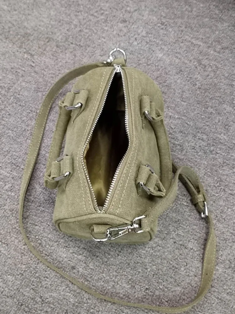 Borsa a tracolla singola Casual da donna borsa a cuscino in tela verde militare borsa piccola borsa a mano da donna borsa a secchiello borse a