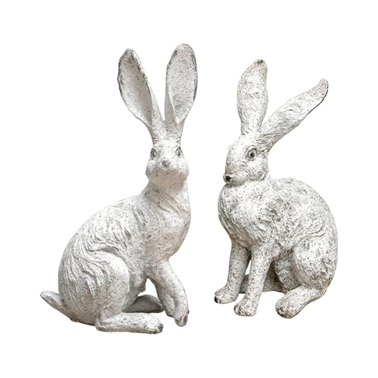 2Pcs Garden Statues Rabbit Statues Home Decor Rabbit Sculptures Resin Statues for Bedroom Indoors Courtyard Bookshelf Office