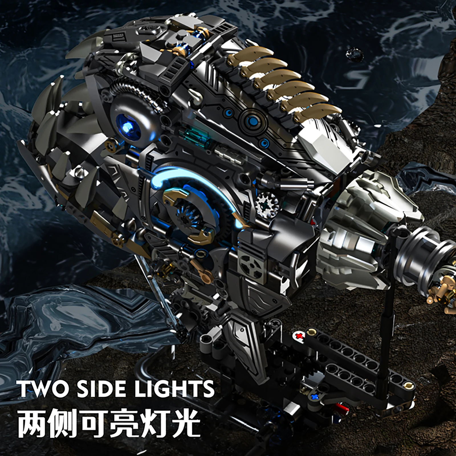 13092 modèle Piranha mécanique 1085 pièces Kit de blocs de Construction bricolage ensemble de Construction d'animaux avec mâchoire et ailerons mobiles pour adultes/adolescents