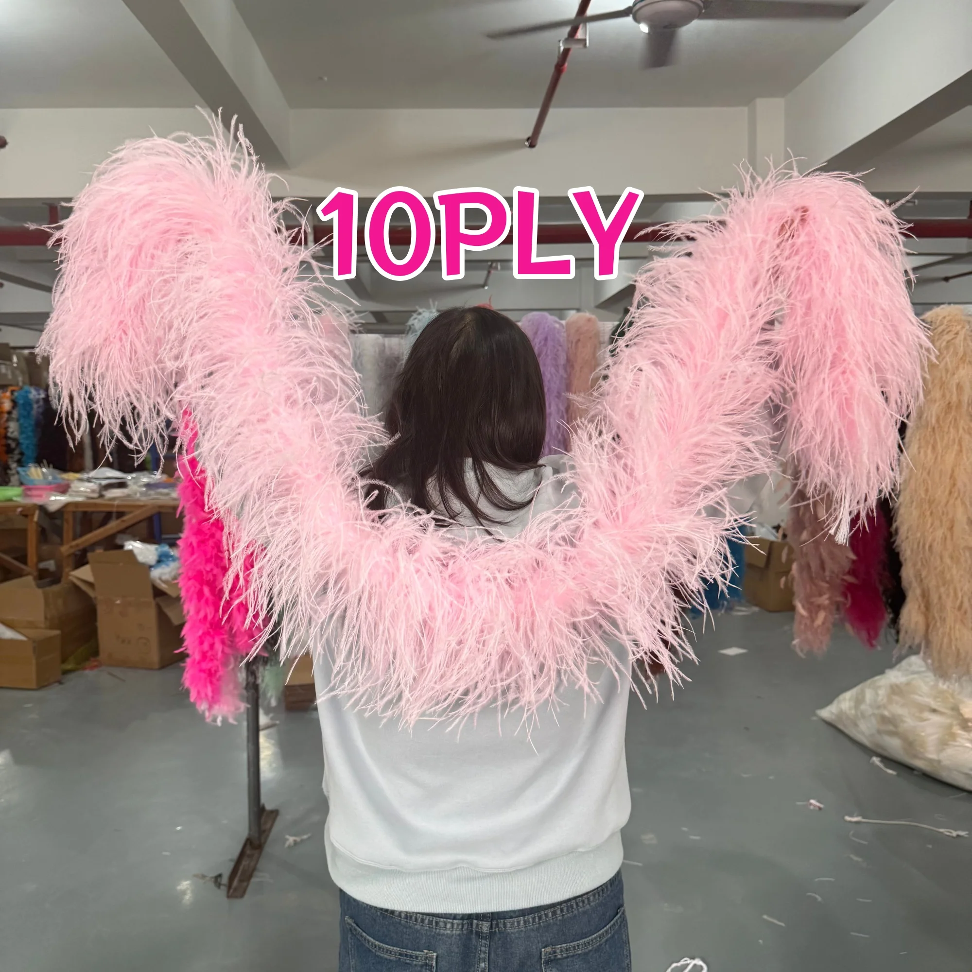 2 4 6 8 10Ply Natural Ostrich Feather Boa 2Meters High Quality Trim Shawl for Party Dresses Sewing Decoration Boa Tops Customize