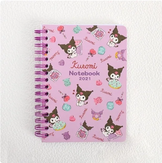 Sprzedaż hurtowa Sanrio Anime Cartoon Coil Notebook Hello Kitty Kuromi A5 luźny notatnik do notebooka śliczny dziewczęcy serce