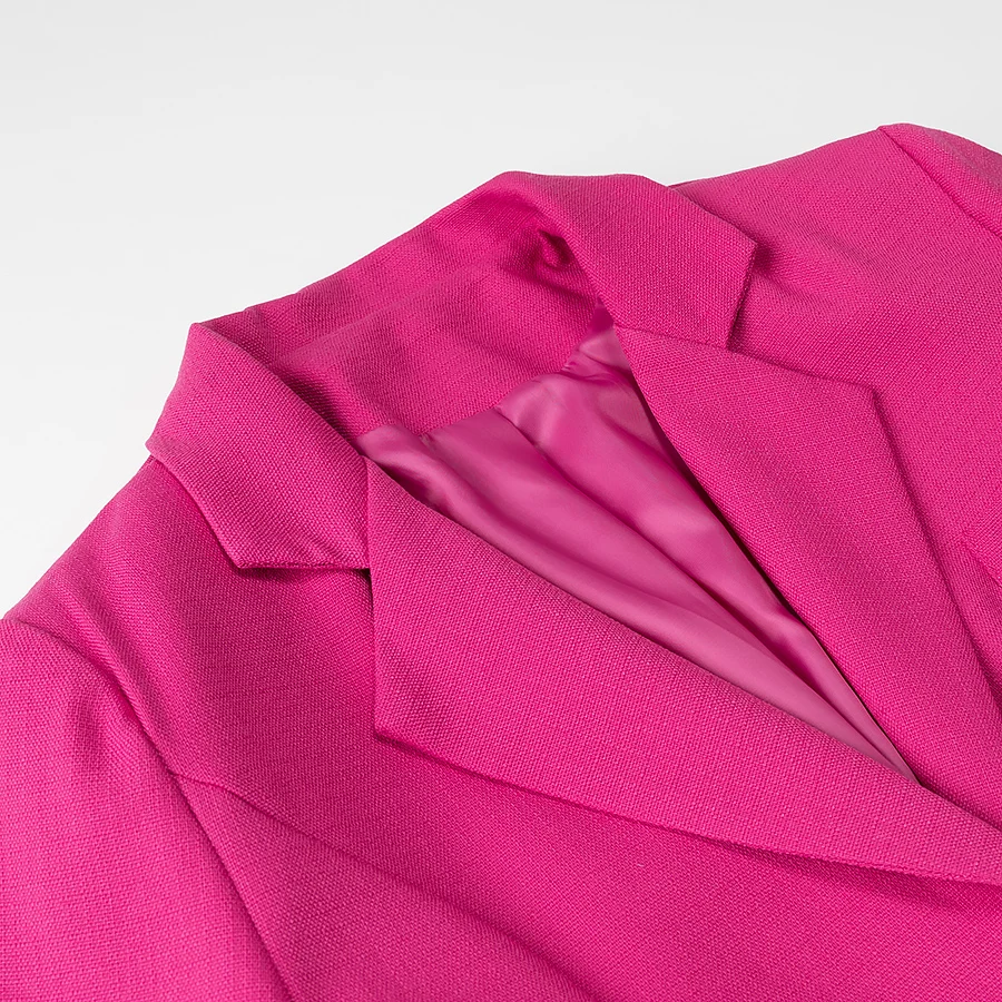 Blazer de lino con un solo botón para mujer, traje Vintage de manga larga con limo en la espalda, abrigo holgado para mujer, color rosa y verde, 3 colores, 2025