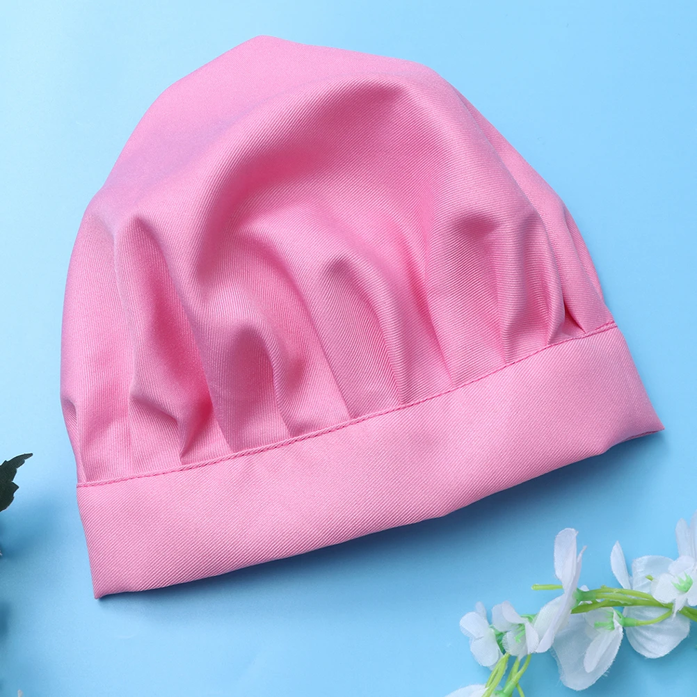 

2pcs Kids Chef Playset Children's Apron Hat Cooking Sleeve Pink Print Easy Clean Fun Role Play Toy